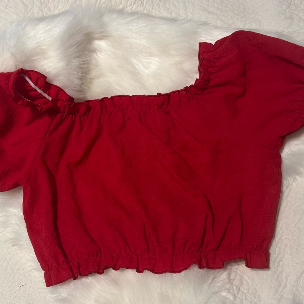 Women's Red Off-the-Shoulder Top Size L - Picture 6 of 8